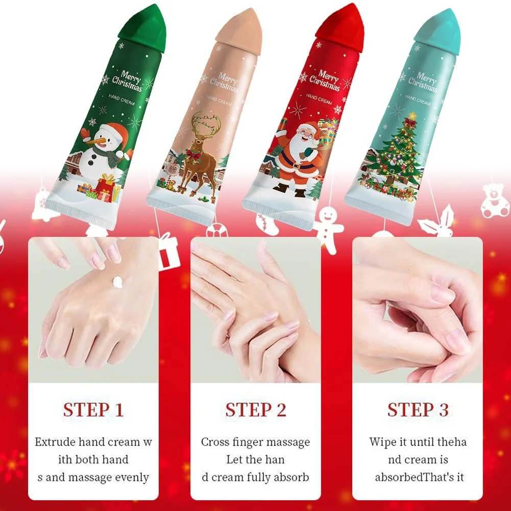 Крем для рук Набор Мини-набор кремов для рук Рождественское мороженое Крем для ухода за руками для очень сухой потрескавшейся кожи 4 шт, фото №4