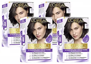 Стійка Фарба для Волосся L'Oréal Paris Excellence Cool No. 5.11 Світло-Коричневий (Упаковка з 4 шт.) - Фото 1