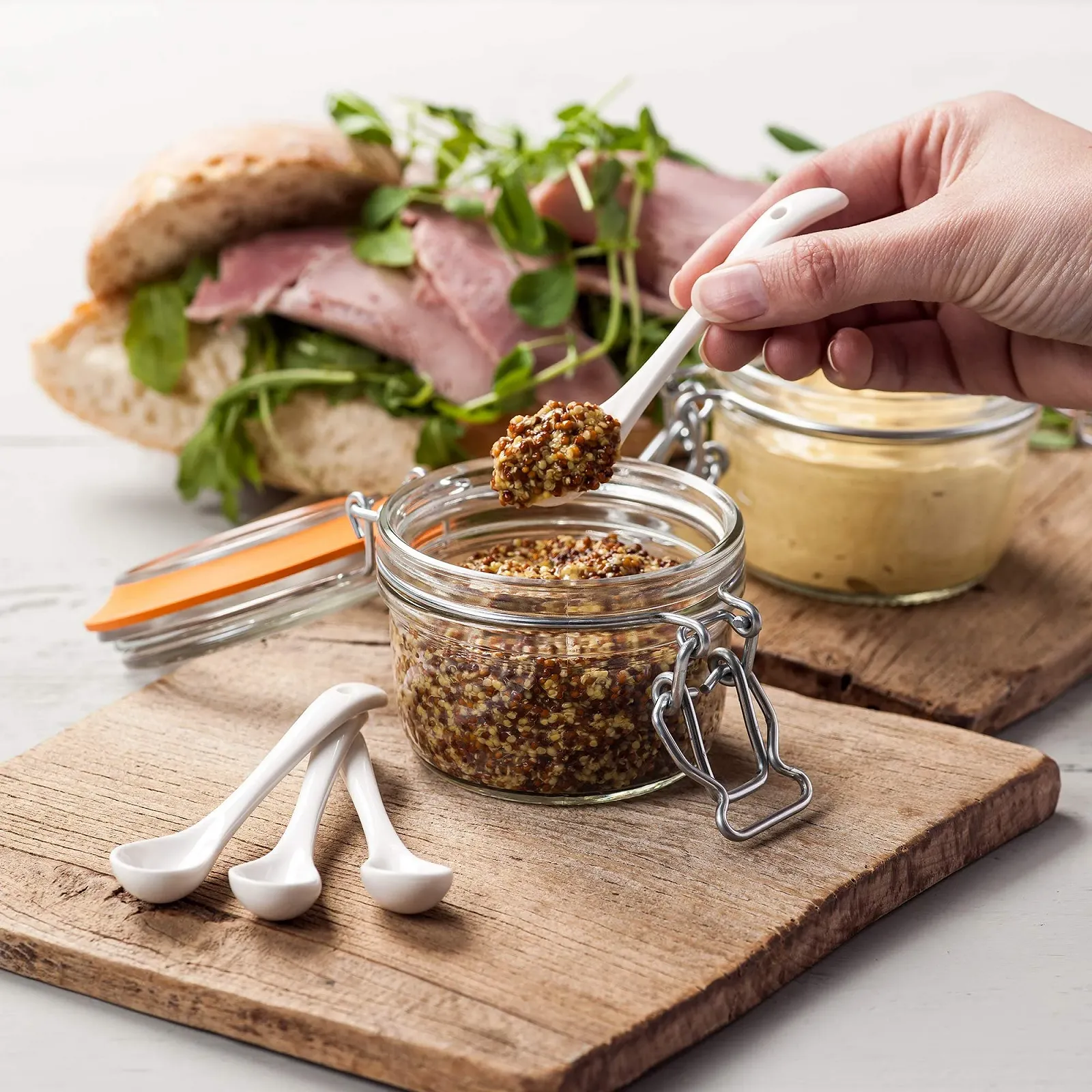 Ложка WM Bartleet & Sons 1750 Фарфорова для солі, спецій, 10 см Біла, набір 4 шт, фото №2