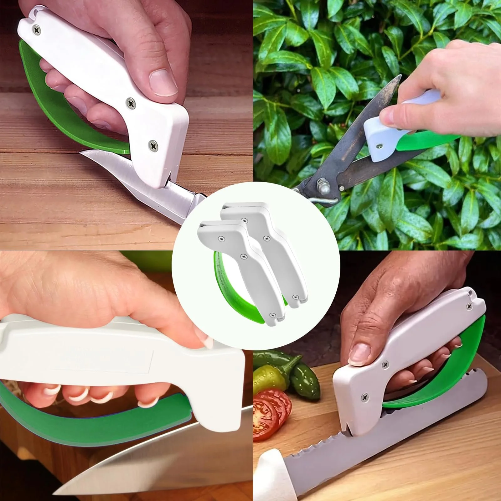 Точилка для ножів SAITUO 2 Ручна для садових інструментів та газонокосарок Портативна з ергономічною ручкою, фото №3