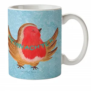 Детская Кружка Mr. & Mrs. Panda Robin Christmas - Подарок, Санта Клаус, Дорожная Кружка, Рождественский Сочельник, Рождественское Поздравление, Пластиковая Кружка - Фото 1