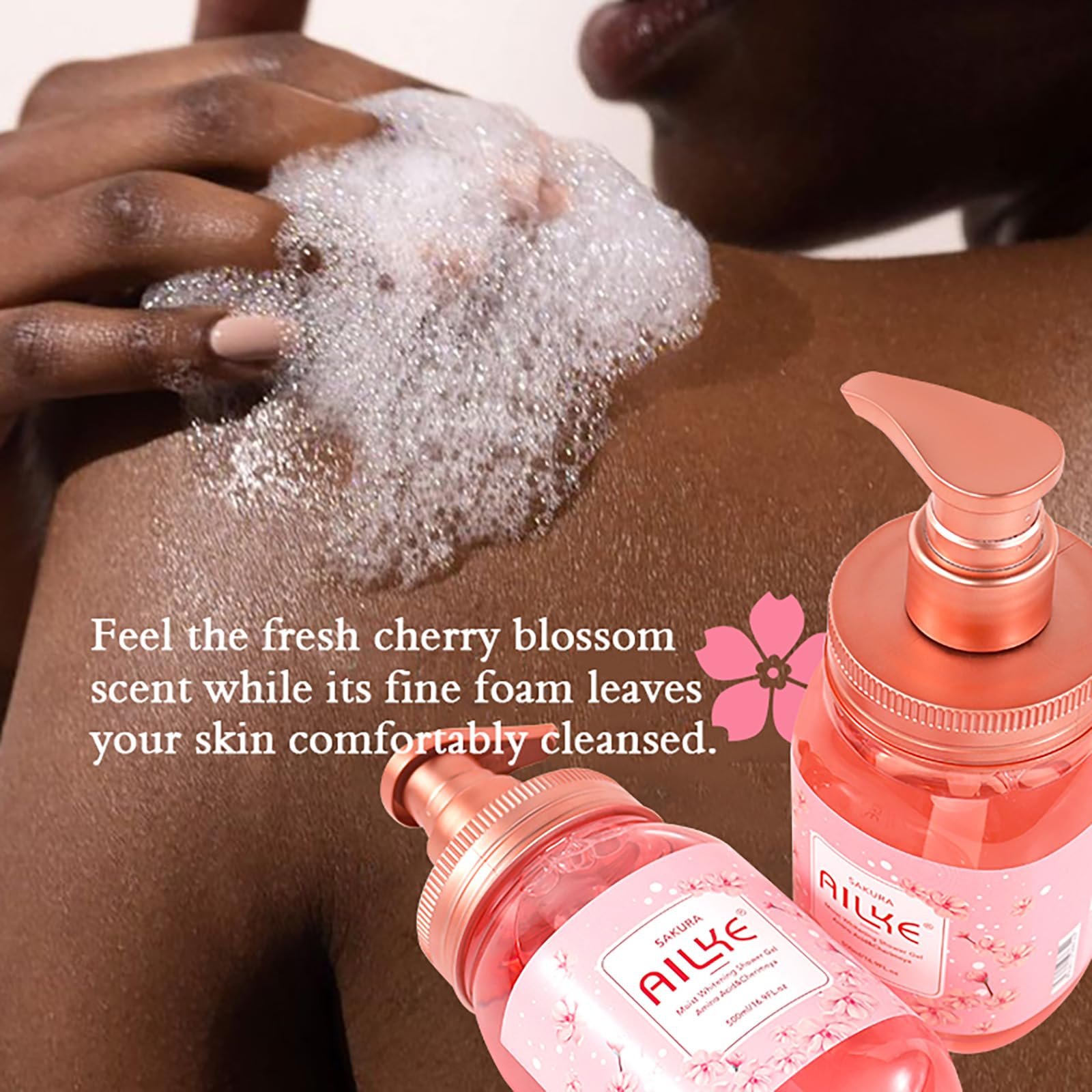 Гель для душу AILKE Sakura Moist Whitening зволожуючий відбілюючий 500 мл, фото №5 Гель для душу AILKE Sakura Moist Whitening зволожуючий відбілюючий 500 мл, фото №5