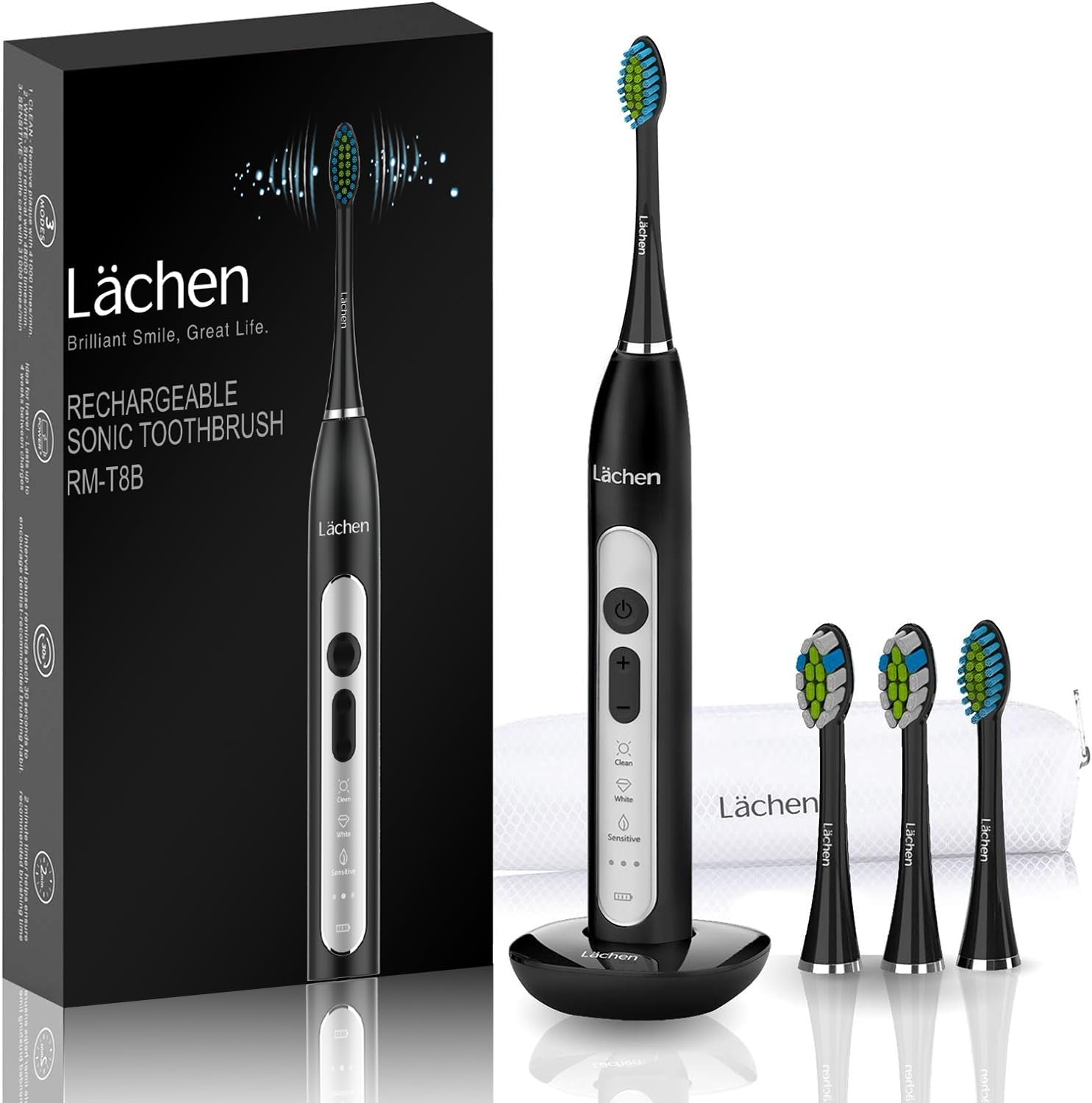 Електрична звукова зубна щітка Lächen 3 режими Таймер Дорожня сумка, фото №1