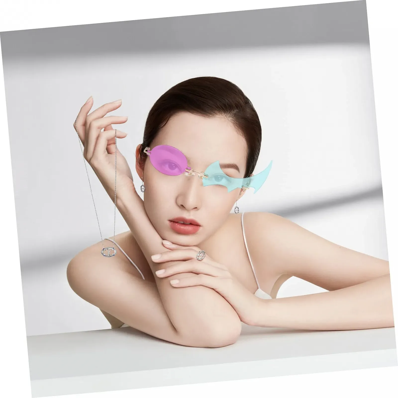 Солнцезащитные очки WRITWAA Без оправы Огни волны PC и металл Зеленый, фото №2