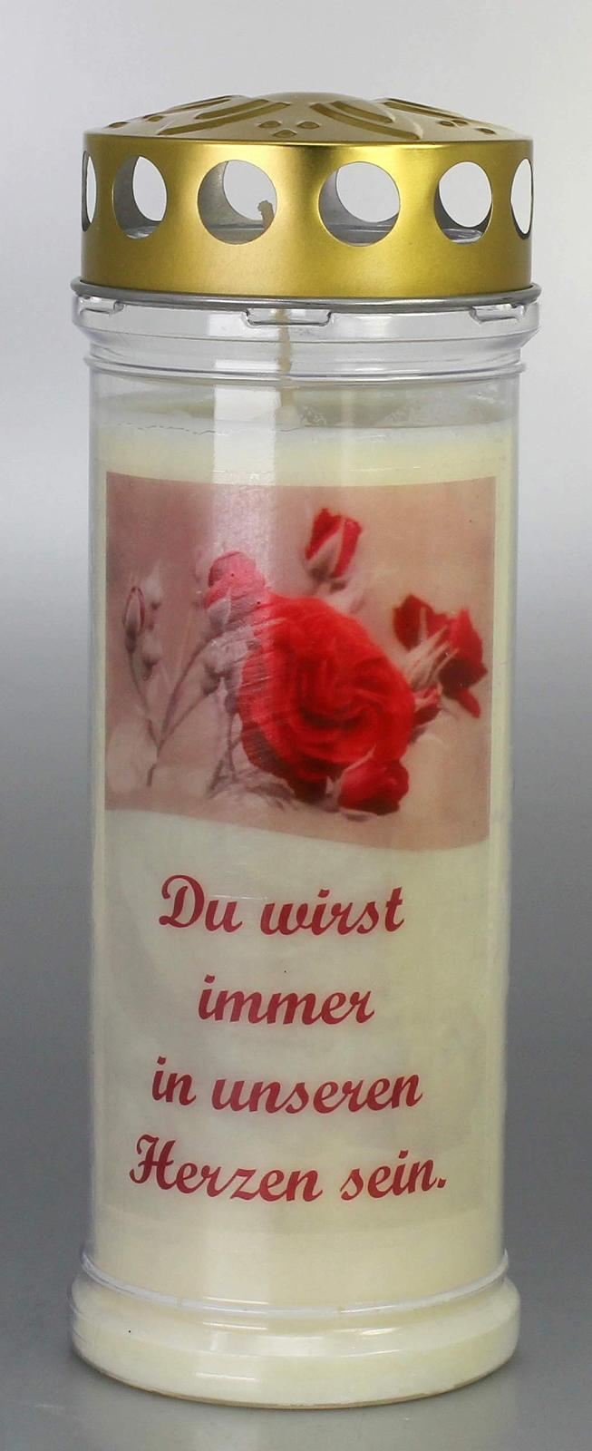 Гробова Свічка з написом і мотивом троянди 21 x 7.5 см Прозорий, фото №1