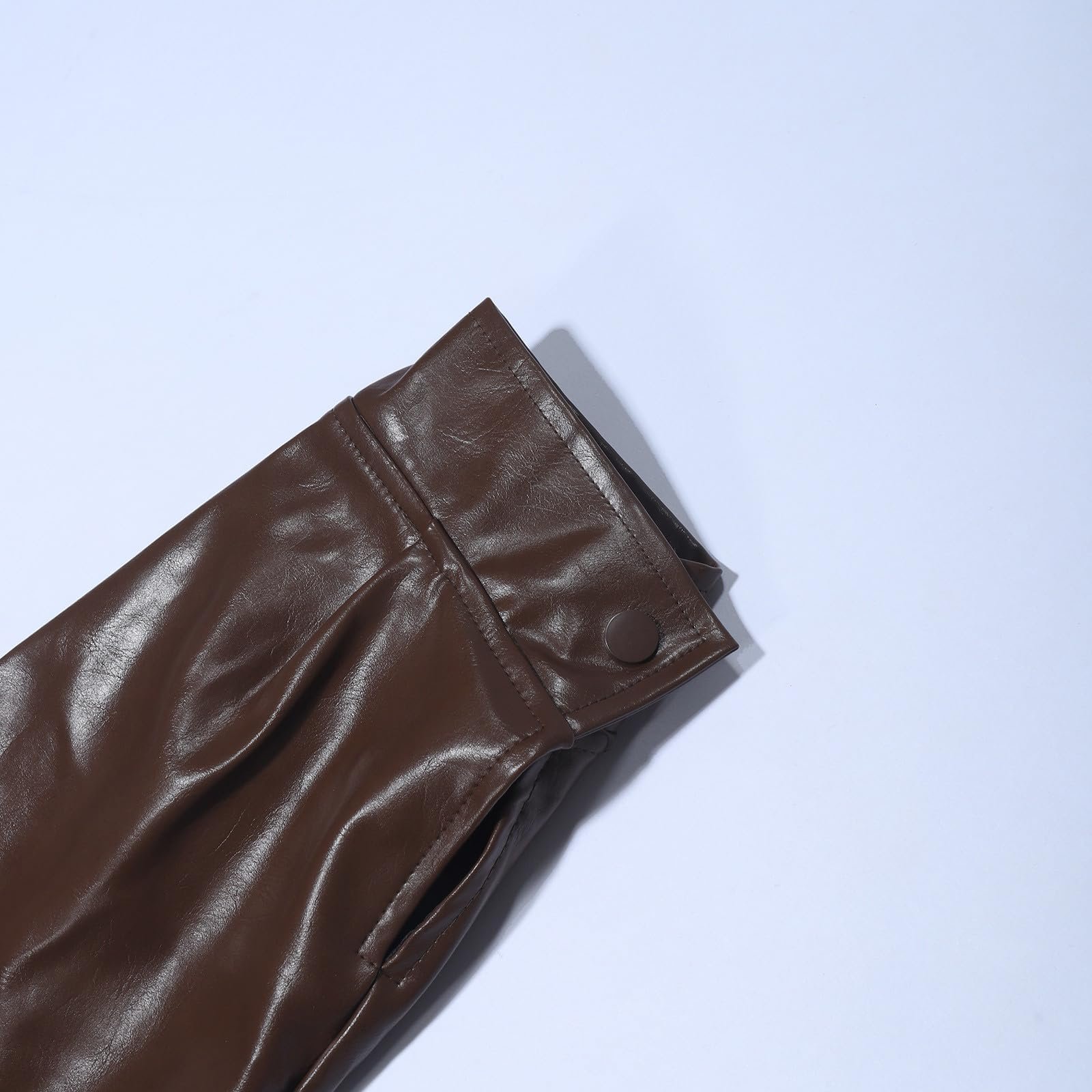 Кожаная куртка PXJSDWE Женская Черная Длинная Коричневая Куртка-бомбер Кожаная Куртка Oversize Байкерская Куртка Бомбер Кожаные Куртки Мотоциклетная Куртка из искусственной кожи PU Пилотная Куртка Коричневая Мотоциклетная Куртка Уличная одежда, фото №7