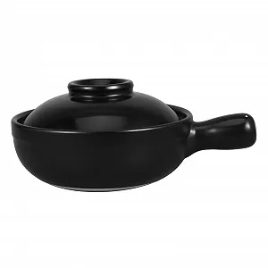 Глиняный горшок с крышкой Керамический для риса и тушения для плиты и микроволновой печи Универсальный - Фото 1