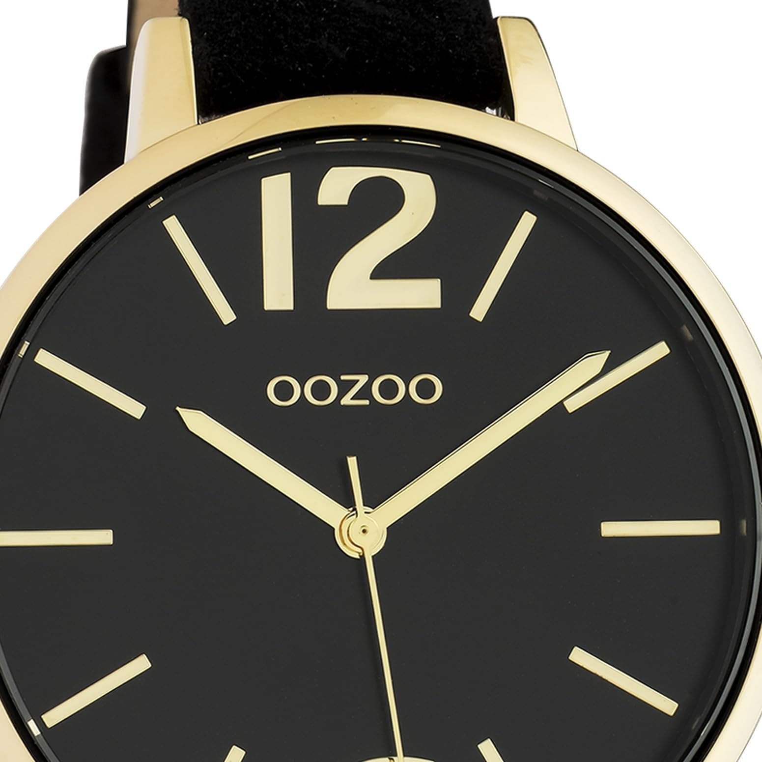 Часы женские аналоговые Oozoo Timepieces UOC10836 Черный Кожа, Золото-черный, Ремешок., фото №2