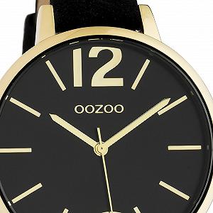 Часы женские аналоговые Oozoo Timepieces UOC10836 Черный Кожа, Золото-черный, Ремешок. synthetic.ua - Фото 1