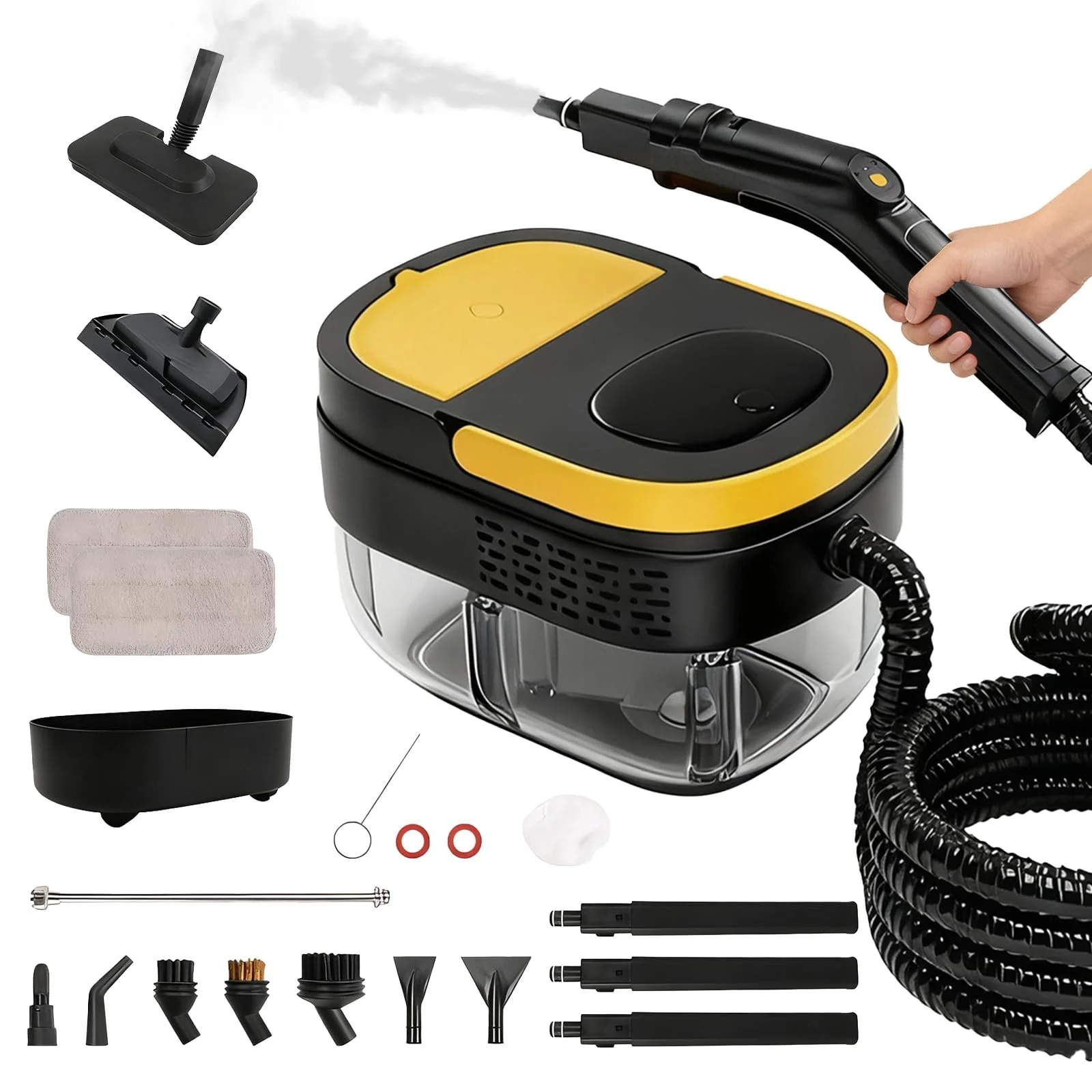 Пароочисник 2500 W ручний з 17 аксесуарами 1.6 L 4 bar Портативний, фото №1