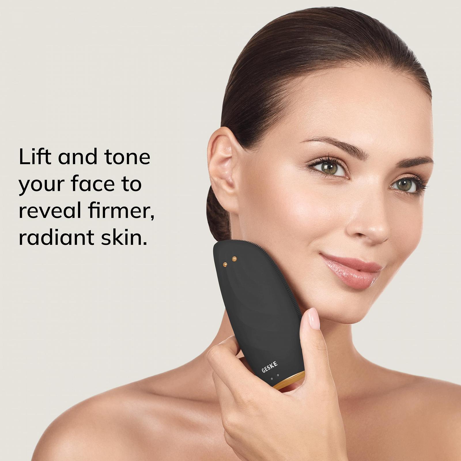 Прибор для ухода за кожей лица GESKE SmartAppGuided™ Sonic Thermo Facial Brush & Face Lifter 8 в 1, электрическая щетка для очищения из силикона, массажер для лица, очищение и антивозрастной уход, фото №3