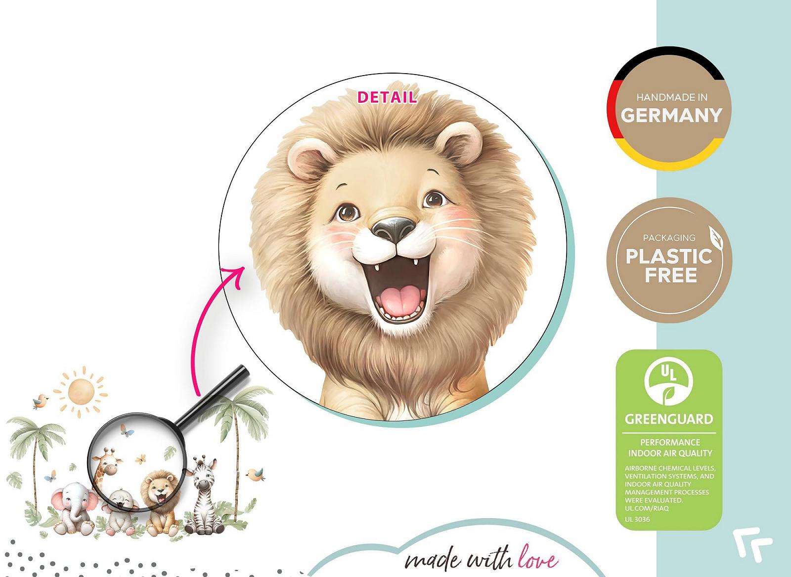 Наклейка на стену Little Deco DL5064 Safari Animals Лев Слон, фото №5