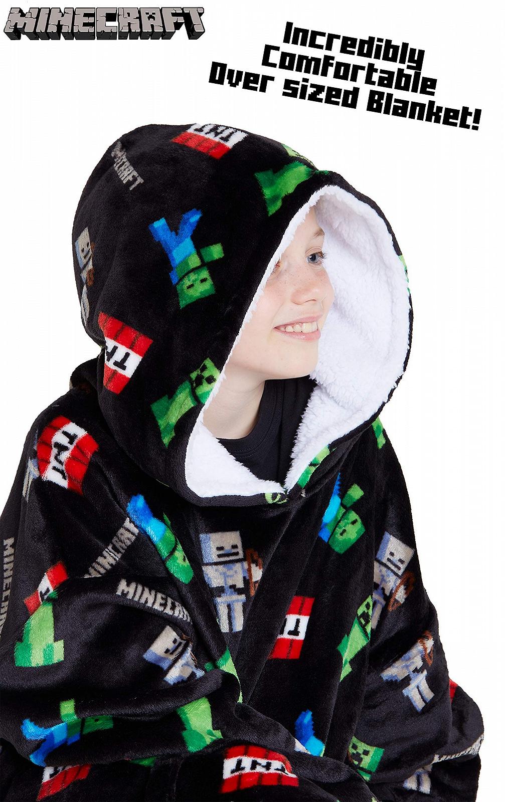 Джемпер Minecraft для мальчиков, одеяло с рукавами, Большое одеяло-худи для одевания, подарки Creeper для детей и подростков, фото №7