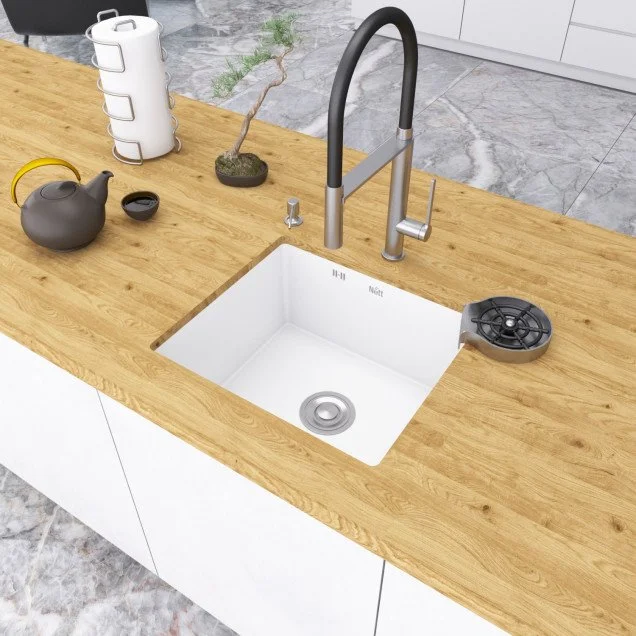 Біла кухонна мийка під стільницю 1 мм з нержавіючої сталі Nett NW-5045, фото №1