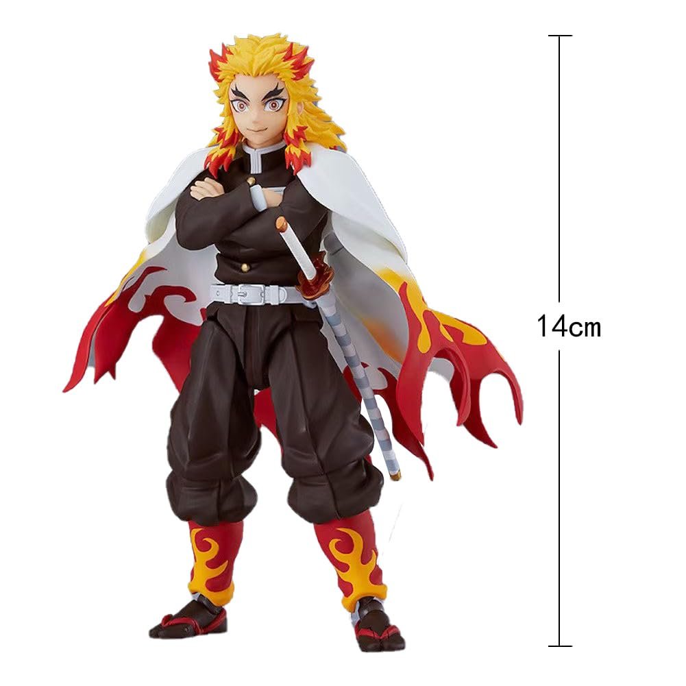 Фигурка Kyoujurou Rengoku, модель аниме персонажа, подвижная, со сменным лицом, столб пламени, 14 см, фото №3