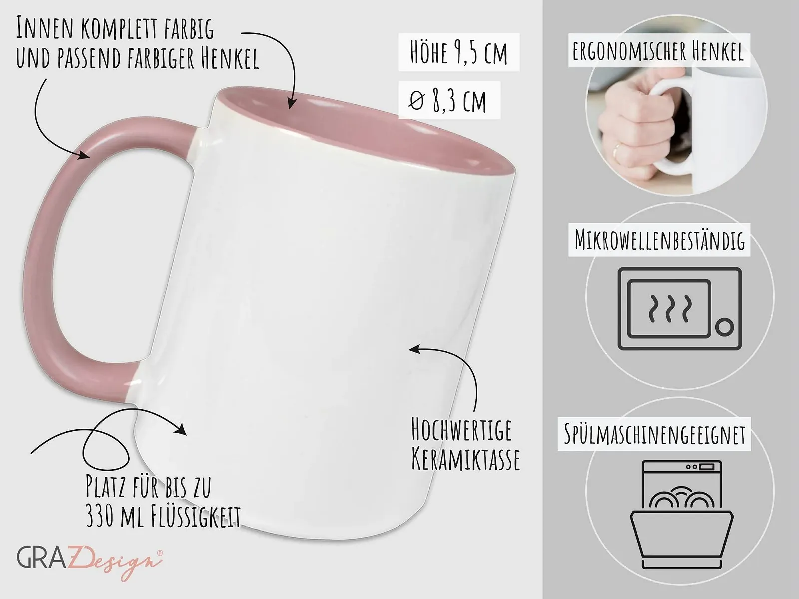 Детская кружка GRAZDesign Unicorn Розовый, керамика, 330 мл, мотив единорога, фото №4 Детская кружка GRAZDesign Unicorn Розовый, керамика, 330 мл, мотив единорога, фото №4