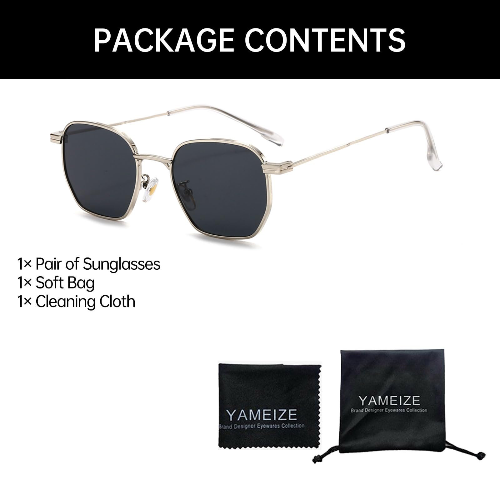 Сонцезахисні окуляри YAMEIZE Квадратні Маленькі Жіночі Чоловічі Шестикутні, фото №5