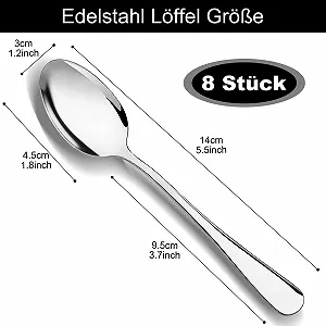 Ложка чайна  14 см з нержавіючої сталі набір 8 шт. synthetic.ua - Фото 1