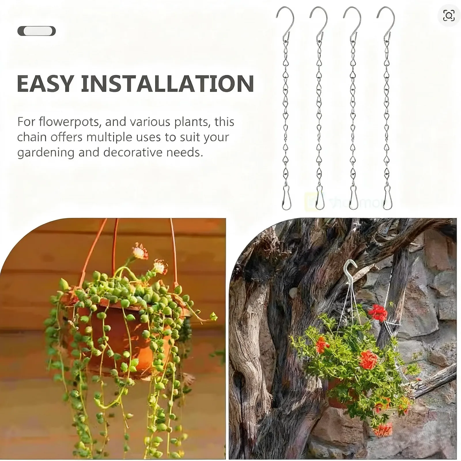 Ланцюги для підвісних кошиків 50 см 4 шт. метал Чорний, фото №6 Ланцюги для підвісних кошиків 50 см 4 шт. метал Чорний, фото №6