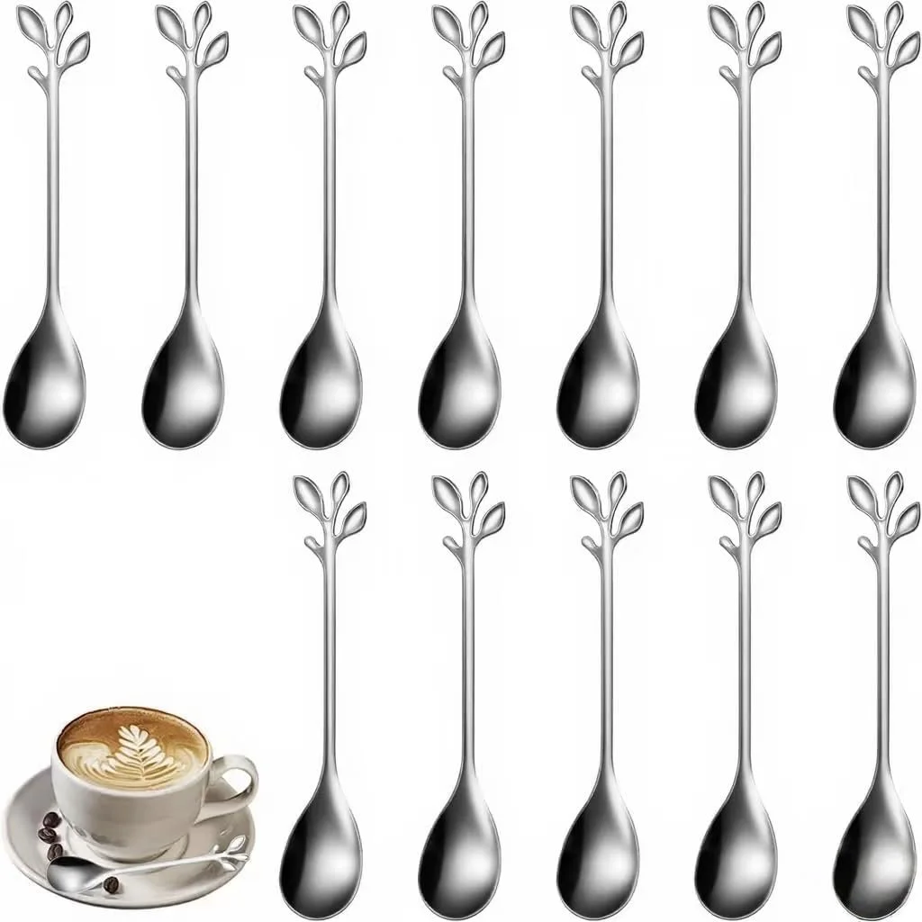 Кавові ложки з нержавіючої сталі Leaf, 12 шт, маленькі, фото №9