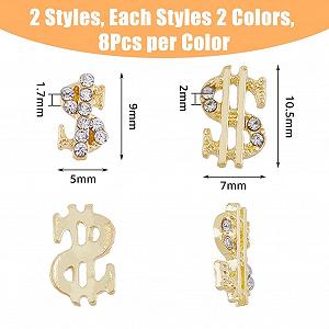 DICOSMETIC, 32 шт, 2 стилі, долари, золотий та срібний для нігтів synthetic.ua - Фото 1