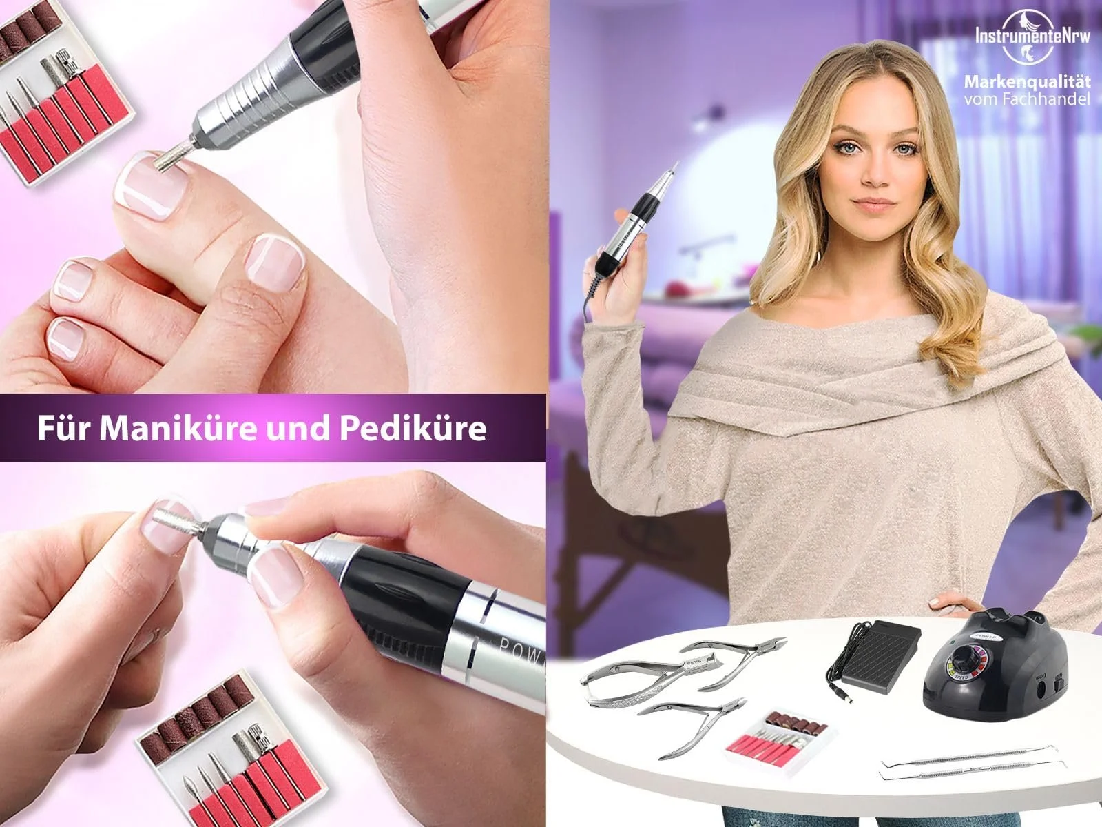 Професійний набір для манікюру та педикюру 25 000 обертів і технологією швидкого зняття, фото №5