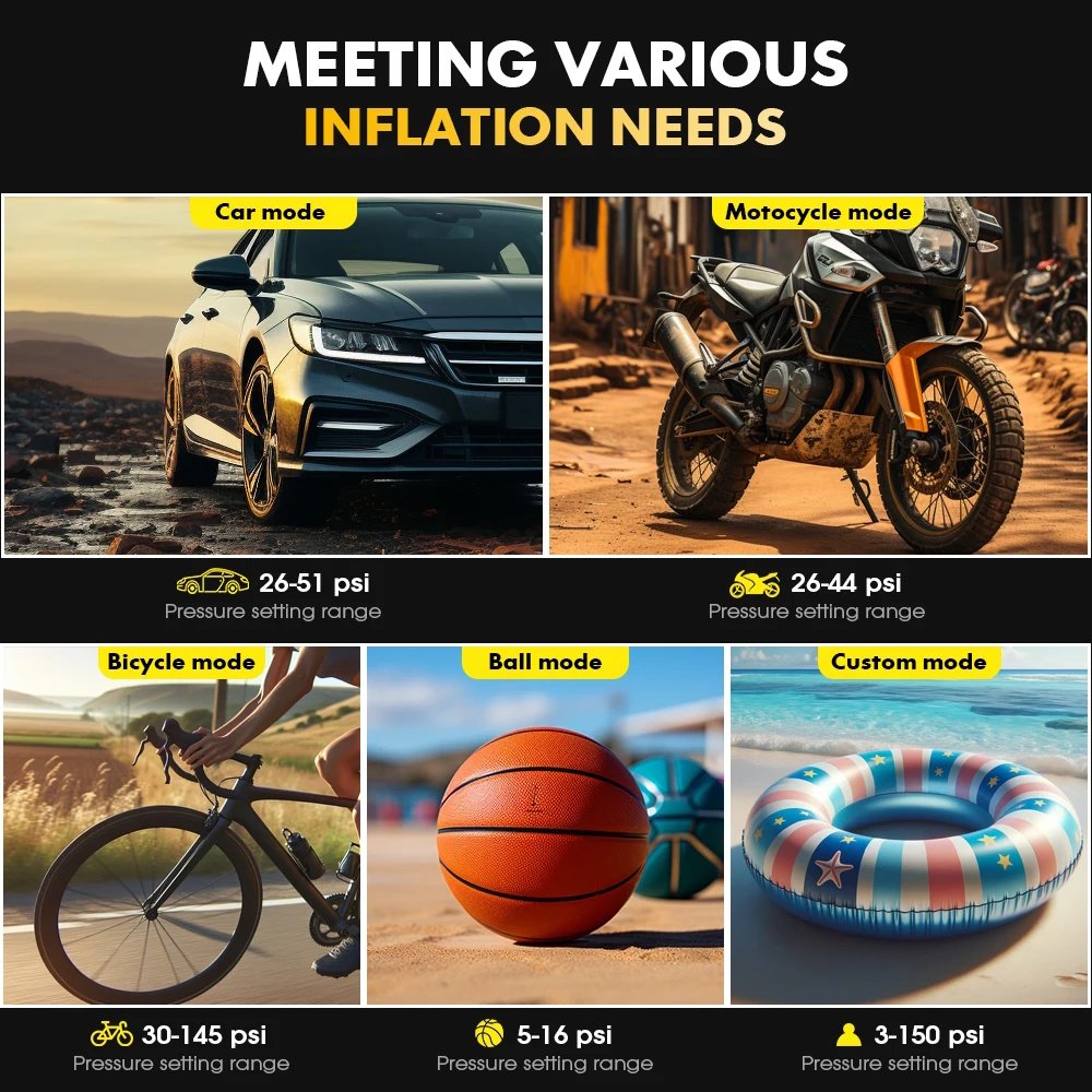 Бездротовий автомобільний компресор Carsun T2198 з функцією ліхтарика та зовнішнього акумулятора, фото №7 Бездротовий автомобільний компресор Carsun T2198 з функцією ліхтарика та зовнішнього акумулятора, фото №7