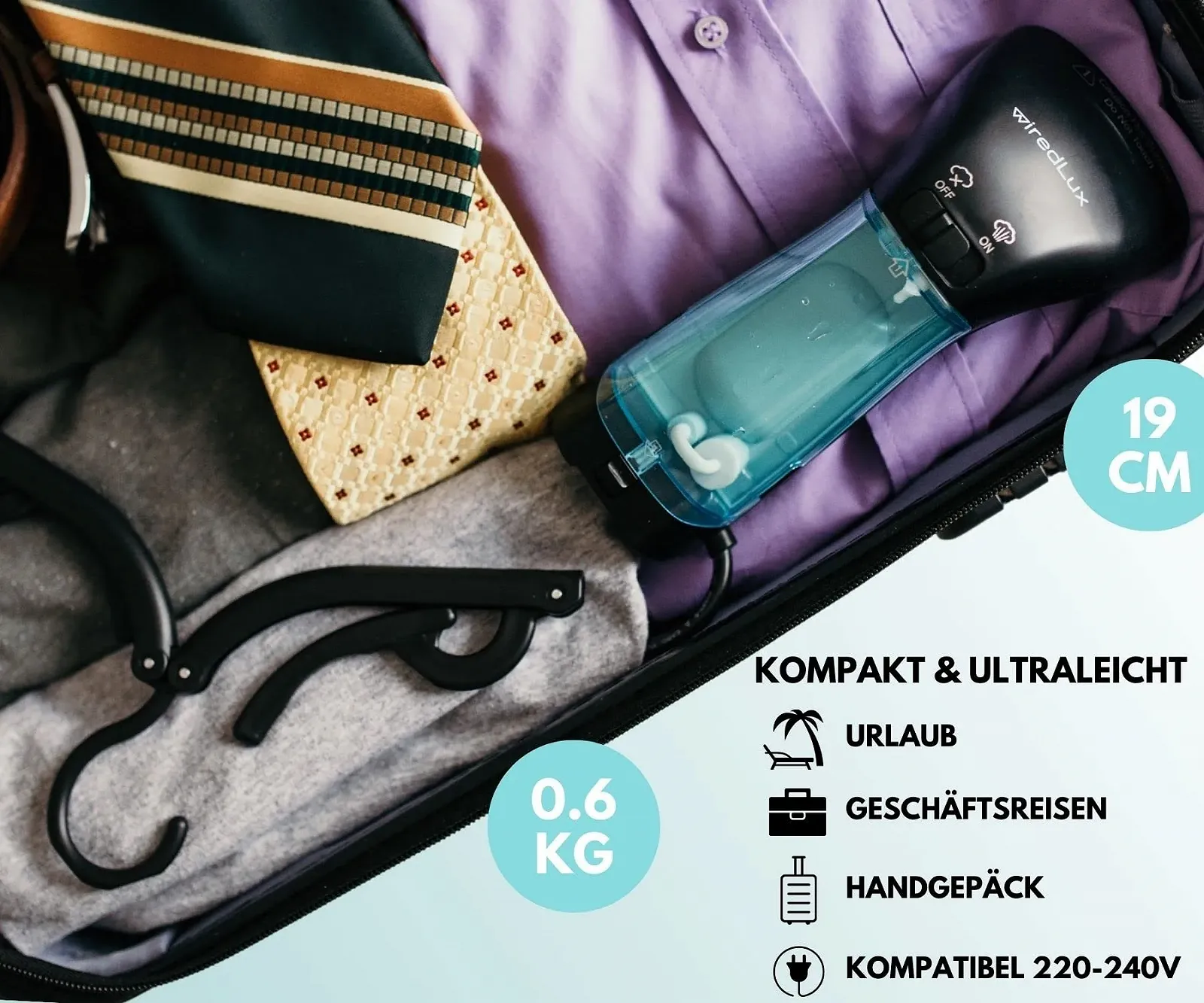 Дорожный отпариватель WiredLux 25 с нагрев Black, фото №4