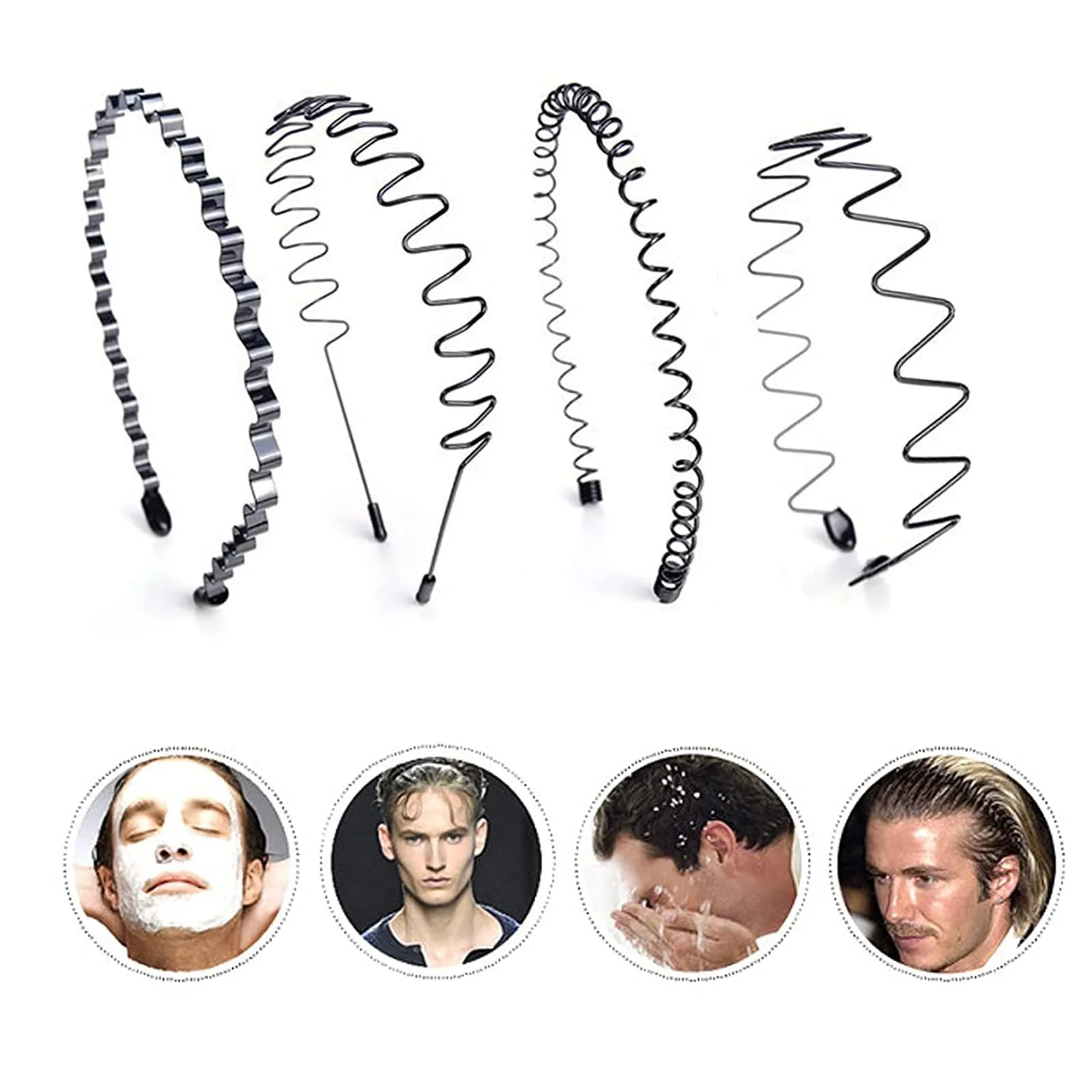 Унісекс Металева Обруч на Голову Хвиляста Чорний, фото №7