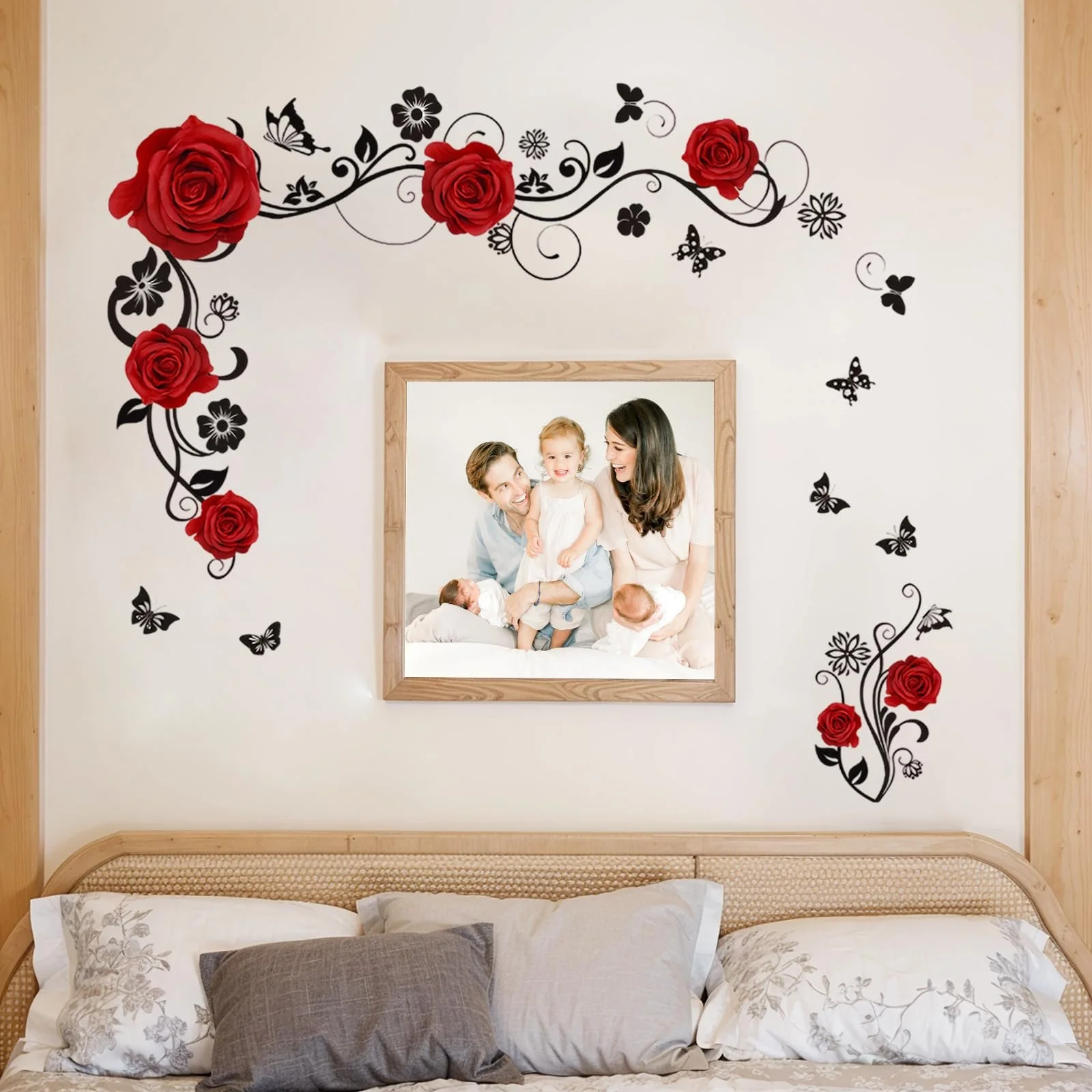 Наклейка на стіну Red Roses Flower Tendril DIY Waterproof Red, фото №6