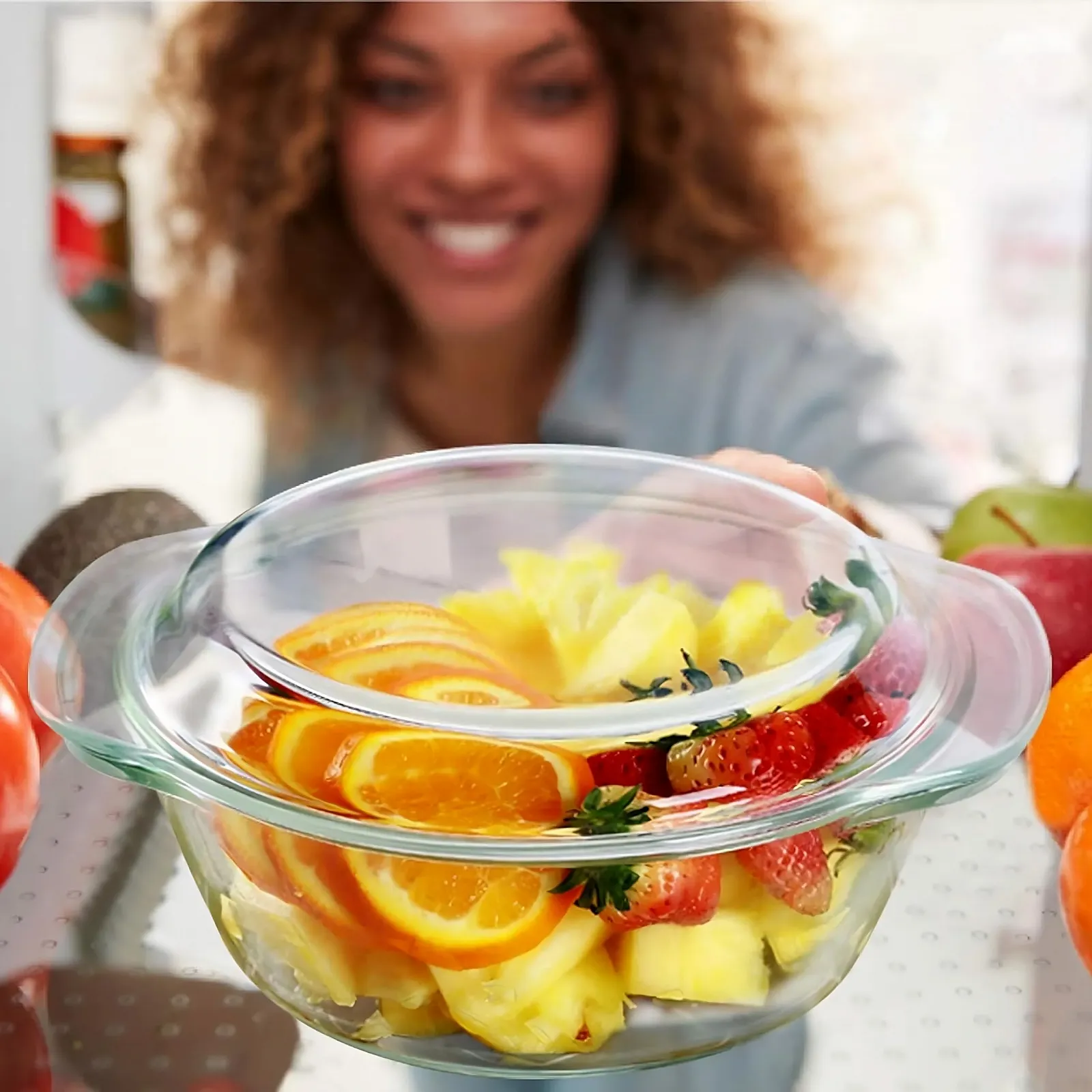 Форма для запекания Retoo круглая стеклянная 1.5 л 20.5 x 22.5 x 9.5 см прозрачная, фото №2