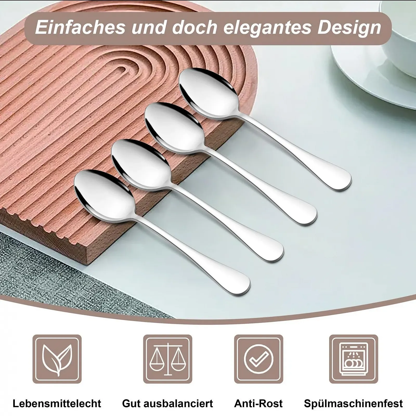 Ложка чайна Onader, набір 12 шт., нержавіюча сталь, 14 cm, фото №4