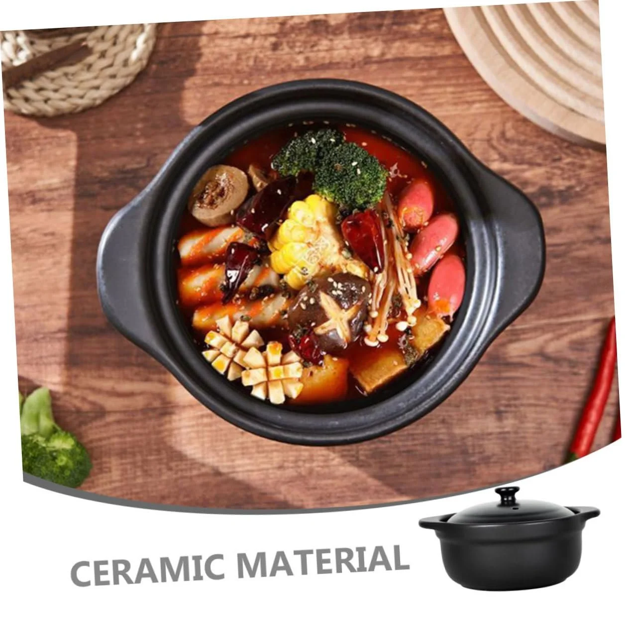 Кастрюля GLEAVI Керамическая с двойными ручками термостойкая для керамических плит, фото №3