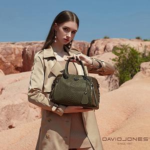 Сумка David Jones боулінг зі штучної шкіри зі зміїним принтом елегантна сіра synthetic.ua - Фото 1