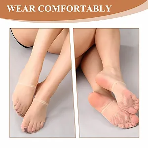 Носки для пальцев женские 15 пар Нейлоновые носки до щиколотки Тонкие невидимые носки для передней части стопы с нескользящими силиконовыми пупырышками кремового цвета synthetic.ua - Фото 1