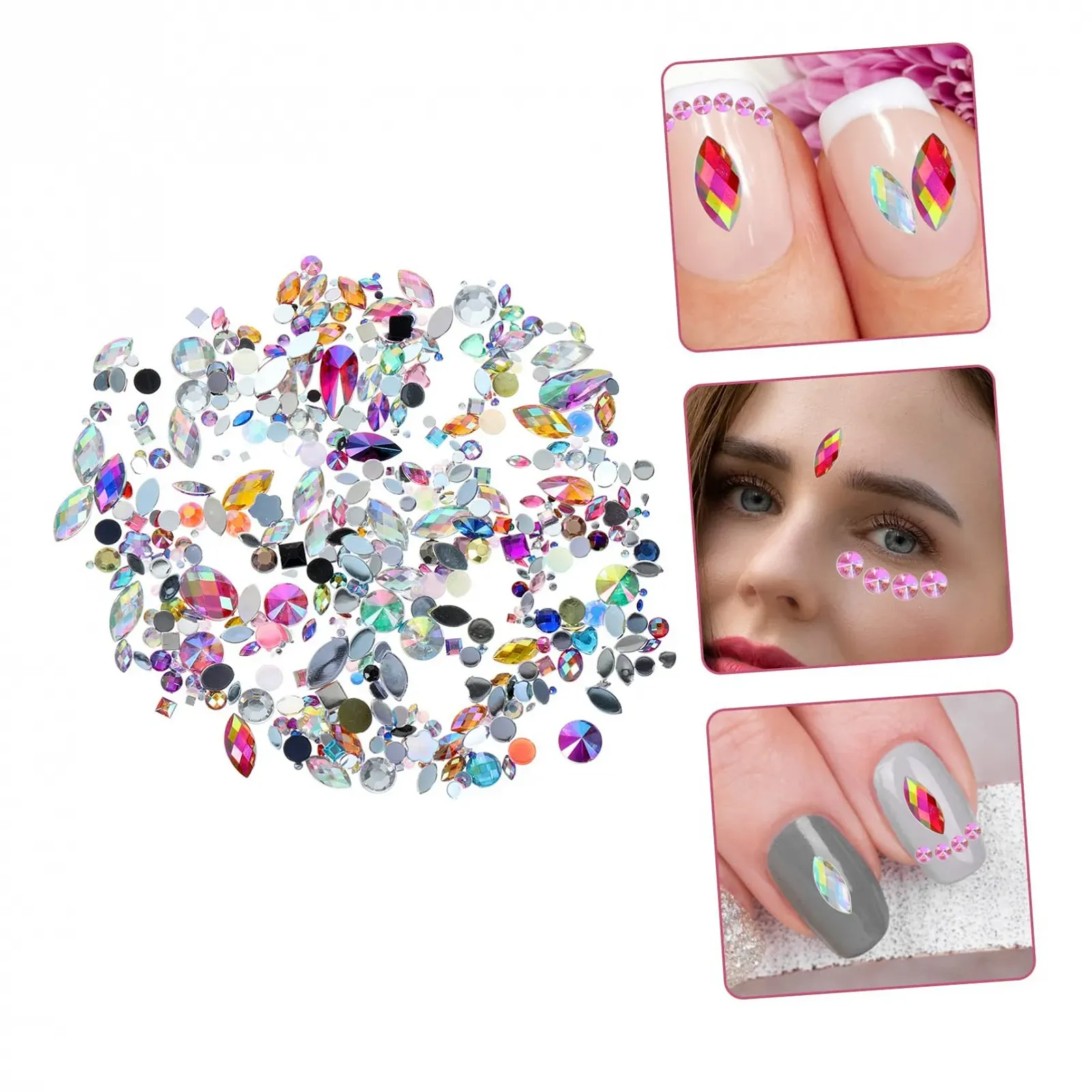 Акрилові стрази Плоскі 300 штук Різнокольорові для DIY прикрас та рукоділля, фото №7