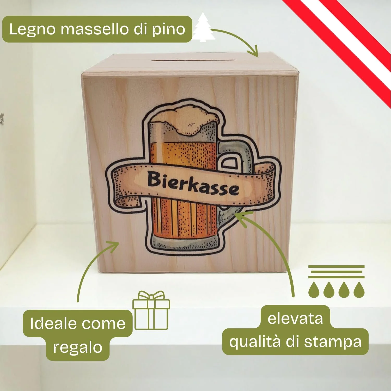 Копилка 10 x 10 x 10 см Деревянная DIY Made in Austria, фото №4