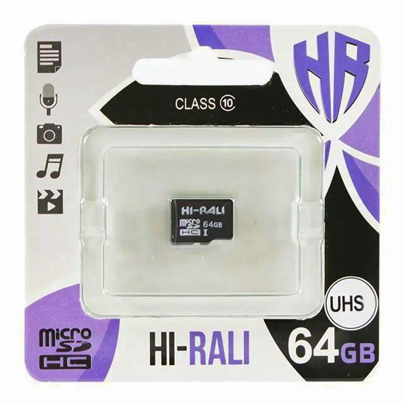 Карта памяти Hi-Rali microSDXC (UHS-1) 64 GB Card Class 10 без адаптера, фото №1
