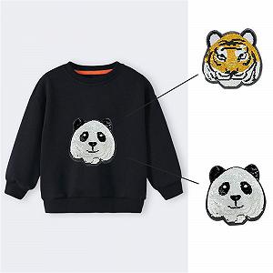 Толстовка с капюшоном Generisch для мальчиков с блестками, рисунком животных, пандой, тигром, длинными рукавами, повседневная детская synthetic.ua - Фото 1