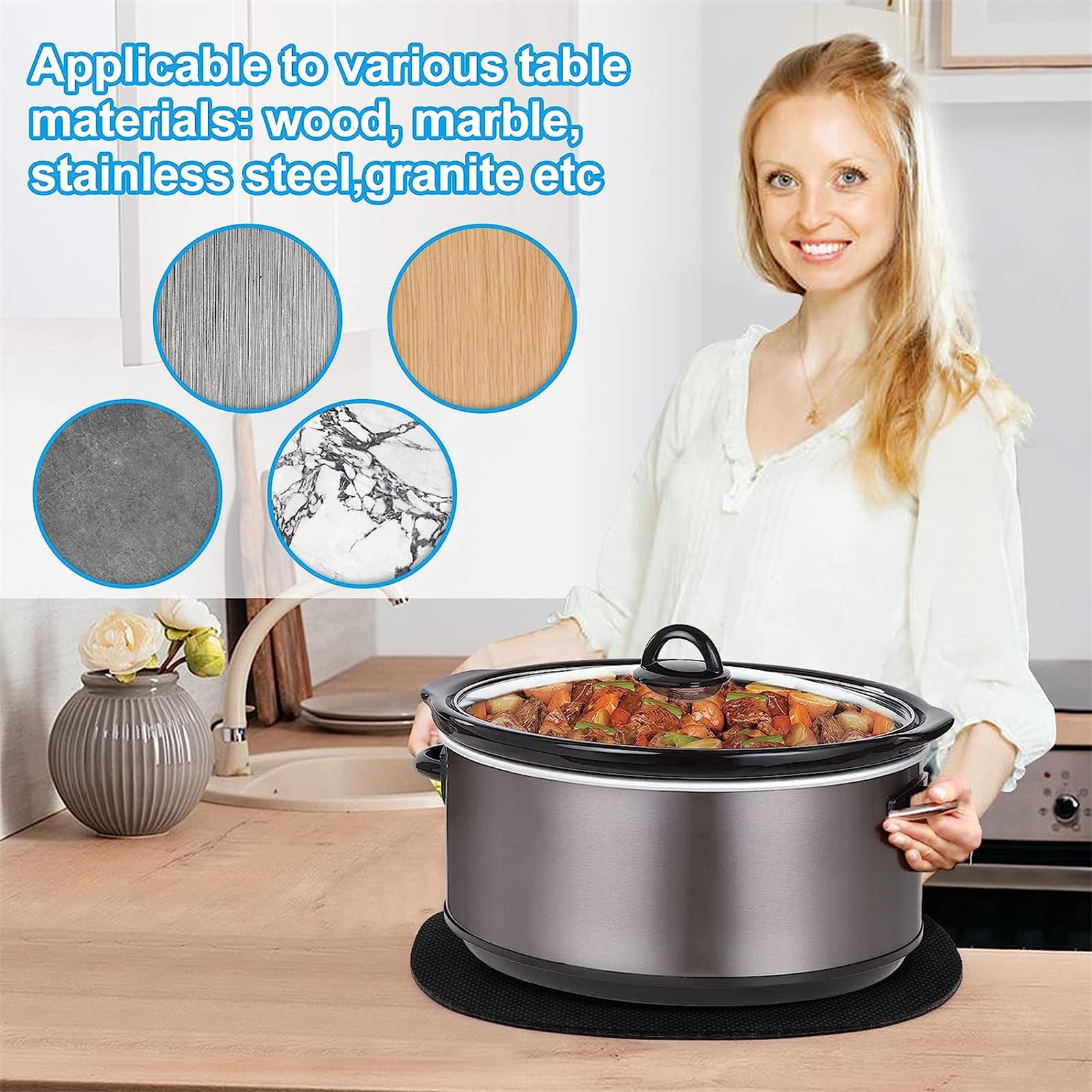 Подставка Heat Resistant для мультиварок 6-8 квартов Нескользящая многофункциональная тарелка Защита столешницы Теплозащитный коврик для мультиварки, фото №5