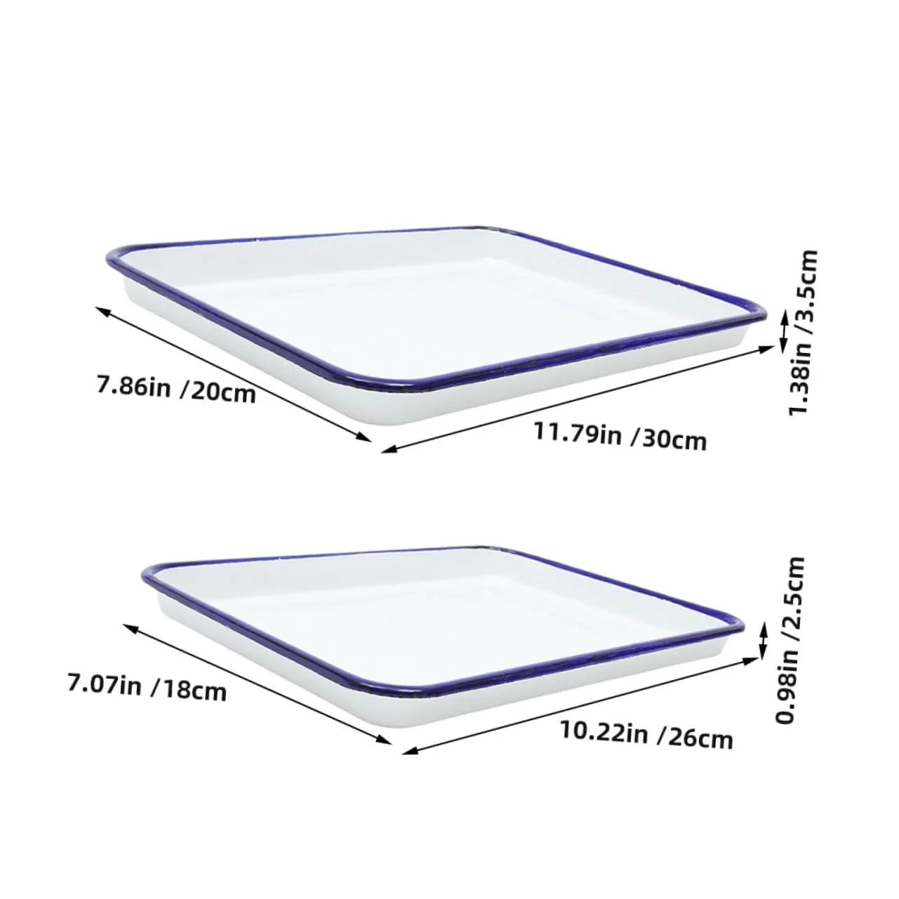 Набор форм для запекания и противней 26x18 см 30x20 см эмалированные белые в ретро-стиле, фото №2