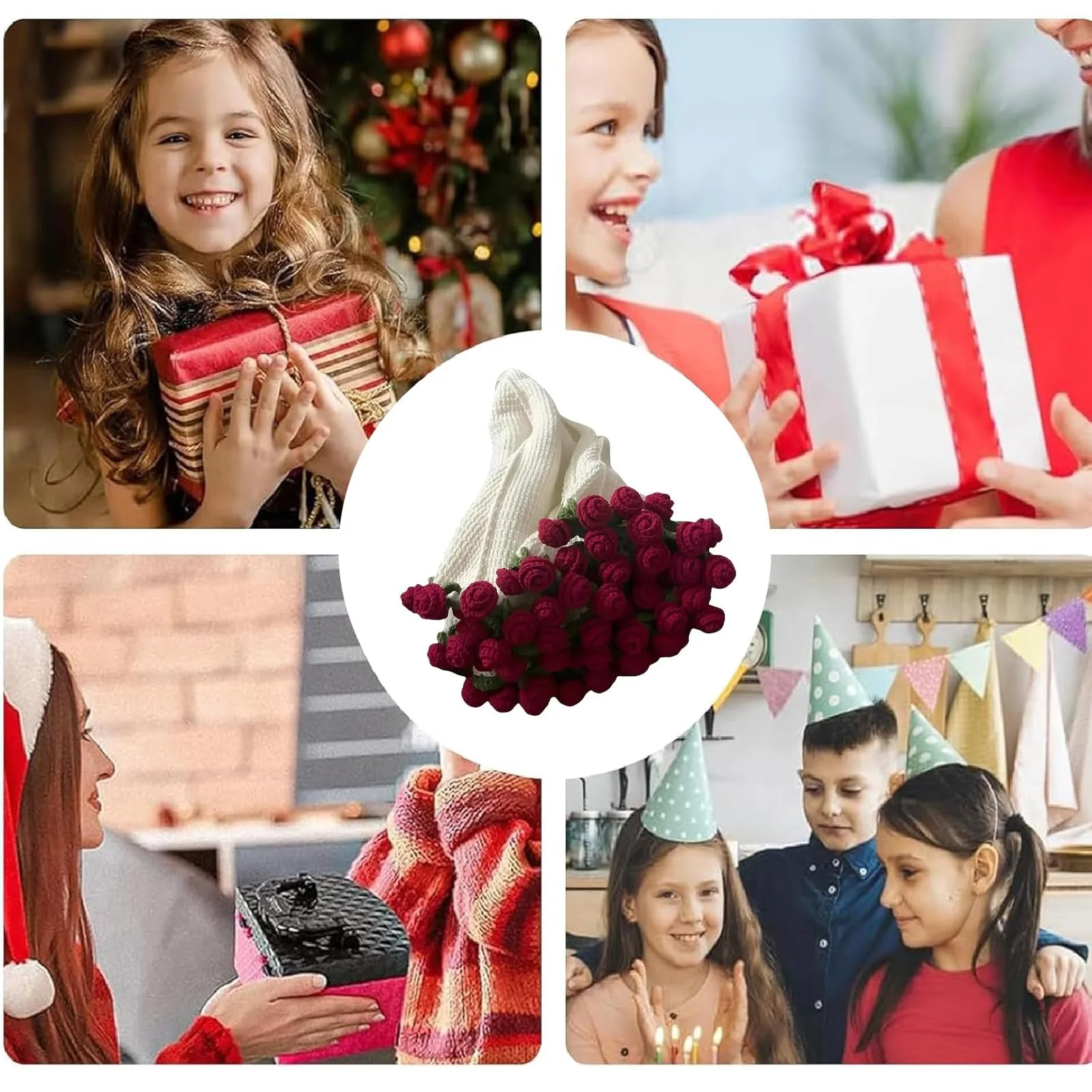 Покривало Квіткова fufupaw Букет 100 x 100 см Темно-червоні троянди, фото №7