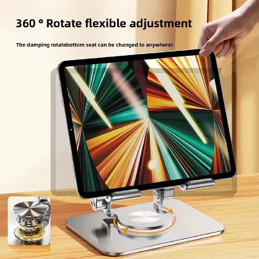 Подставка для ноутбука Rotiva Вращающаяся с вращающимся основанием 360

градусов, подставка для планшета 360

градусов, вращающаяся, складная алюминиевая подставка для планшета, регулируемый держатель для планшета, ноутбуков, мобильного телефона, фото №2