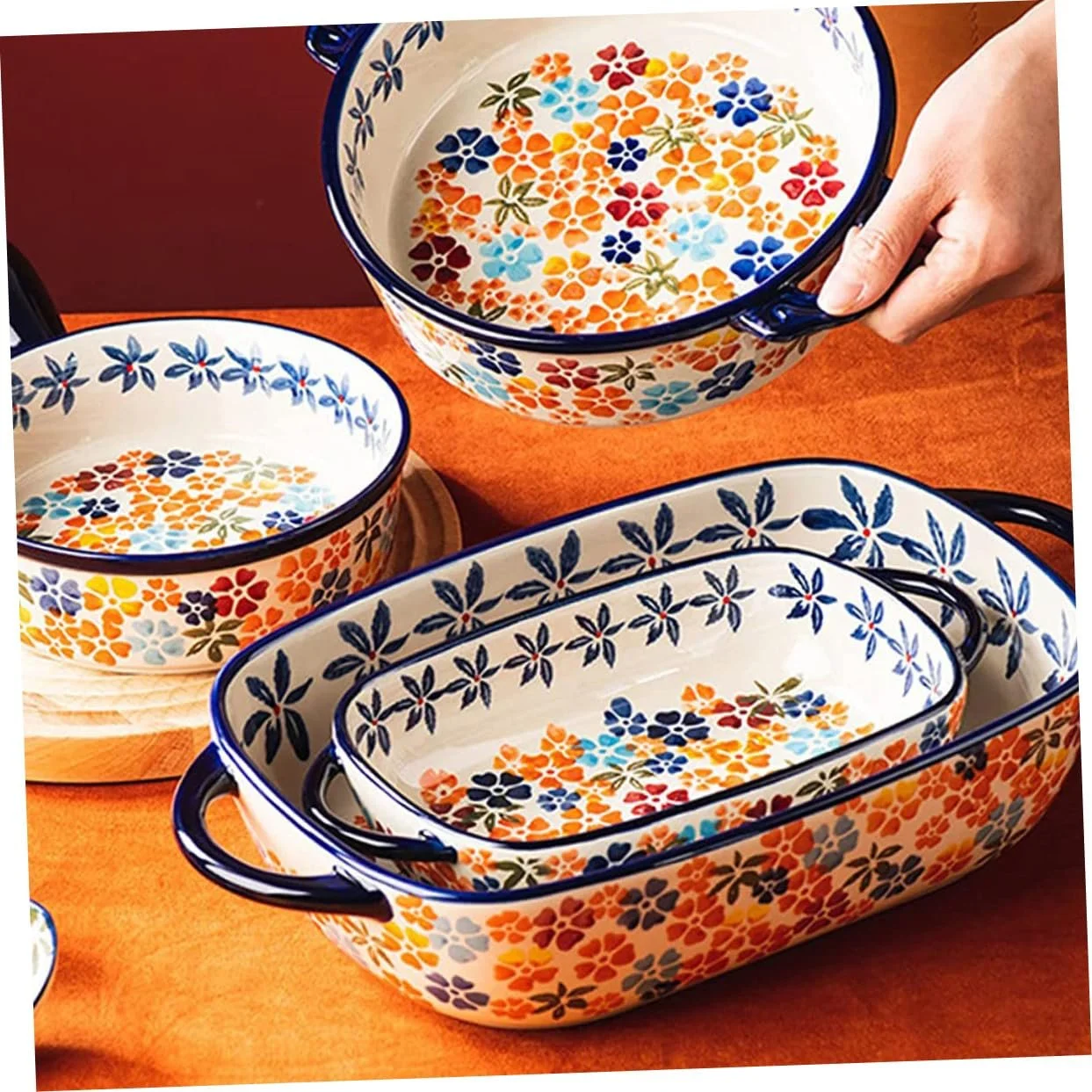 Форма для запекания Toyvian Ceramic с двумя ручками керамическая термостойкая элегантная, фото №8 Форма для запекания Toyvian Ceramic с двумя ручками керамическая термостойкая элегантная, фото №8