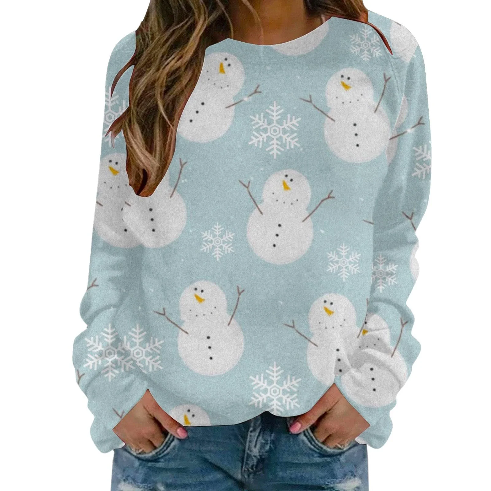 Рождественский свитшот HUIFUAO Snowman Top с длинными рукавами, фото №1 Рождественский свитшот HUIFUAO Snowman Top с длинными рукавами, фото №1