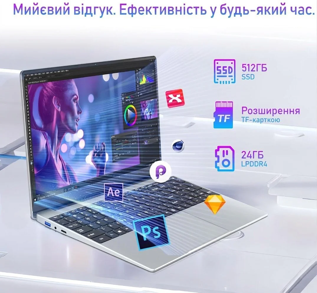 Ноутбук 15.6" KUMNOSAL YEPBOOK Intel Celeron N5095 RAM 24GB SSD 512GB Windows 11 (UKR), фото №4