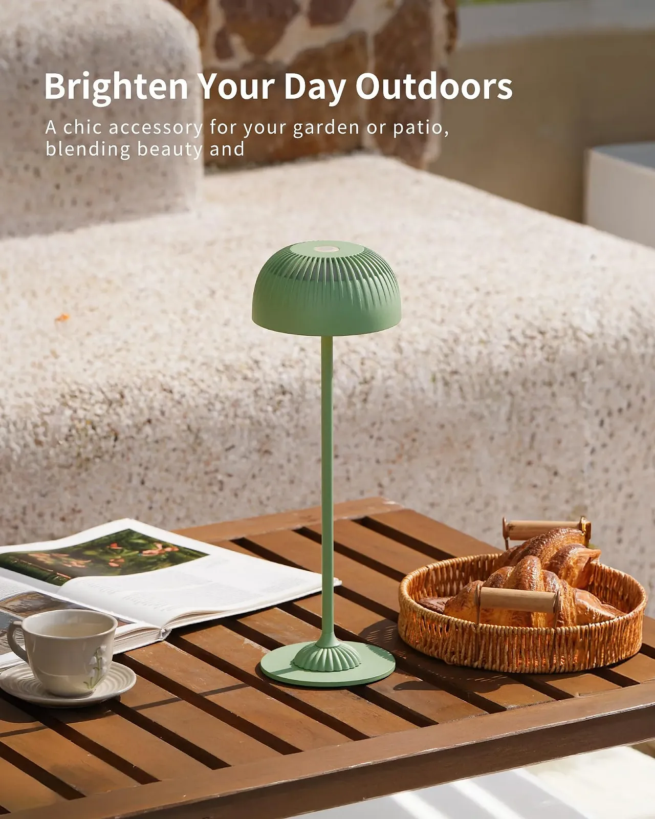 Настільна лампа Акумуляторна сенсорна регульована яскравість 5200 мАг 3 режими світла IP54 2 шт. Зелений, фото №6