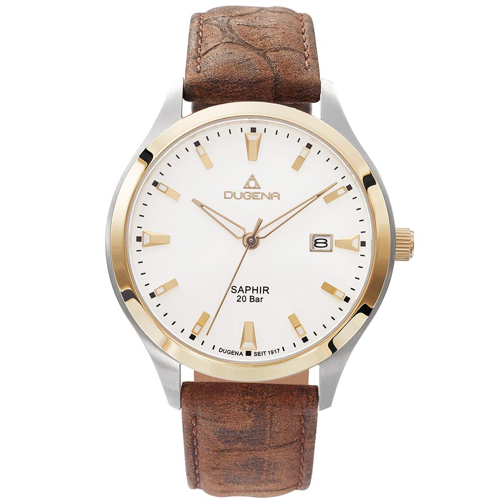 Мужские часы Dugena Tresor Master кварцевые двухтонный циферблат стальной корпус сапфировое стекло коричневый ремешок пряжка 20 Бар 4460971, фото №1 Мужские часы Dugena Tresor Master кварцевые двухтонный циферблат стальной корпус сапфировое стекло коричневый ремешок пряжка 20 Бар 4460971, фото №1