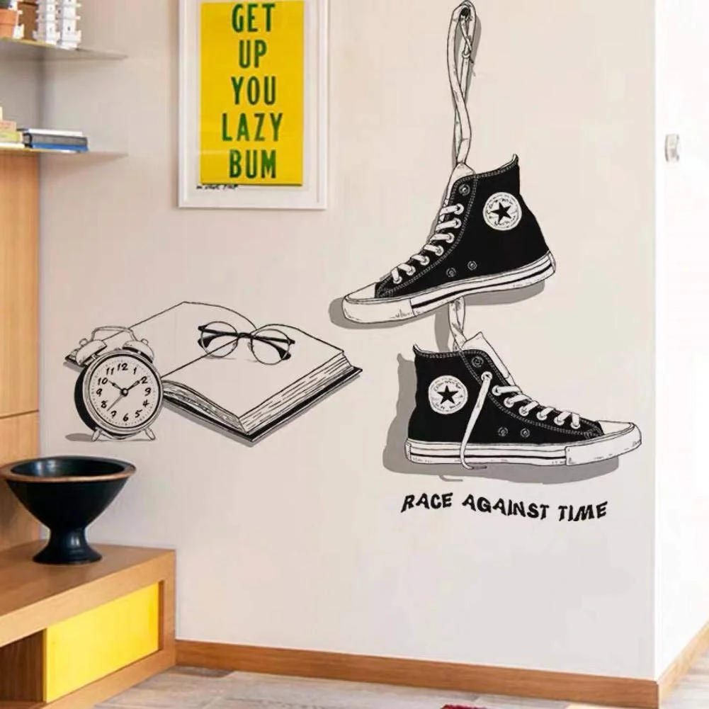 Наклейка на стіну WandSticker4U CHUCKS чорна велика 90 x 131 см для кімнати підлітка кеди самоклеюча, фото №2 Наклейка на стіну WandSticker4U CHUCKS чорна велика 90 x 131 см для кімнати підлітка кеди самоклеюча, фото №2