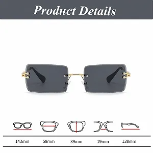 Солнцезащитные очки Без оправы Винтажные Gativs Прямоугольные Slim (Унисекс) 1 synthetic.ua - Фото 1